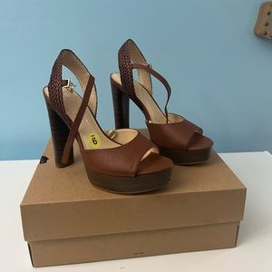 Brown strapped heels